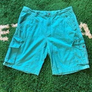 PJ MARK Teal Cargo Shorts Men's Size 42 Cotton Relaxed Fit Casual Summer